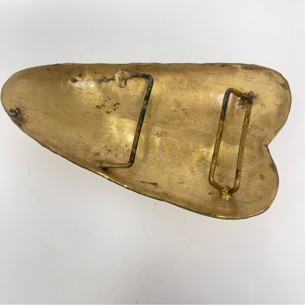 Vintage Gold Abstract Belt Buckle Hammered, Silver Center Statement - Picture 7 of 7